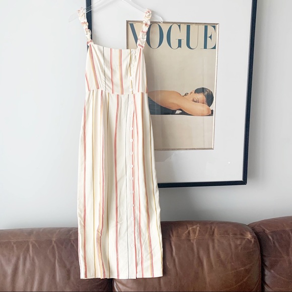 Aritzia Dresses & Skirts - Capulet white striped button front midi dress s/m